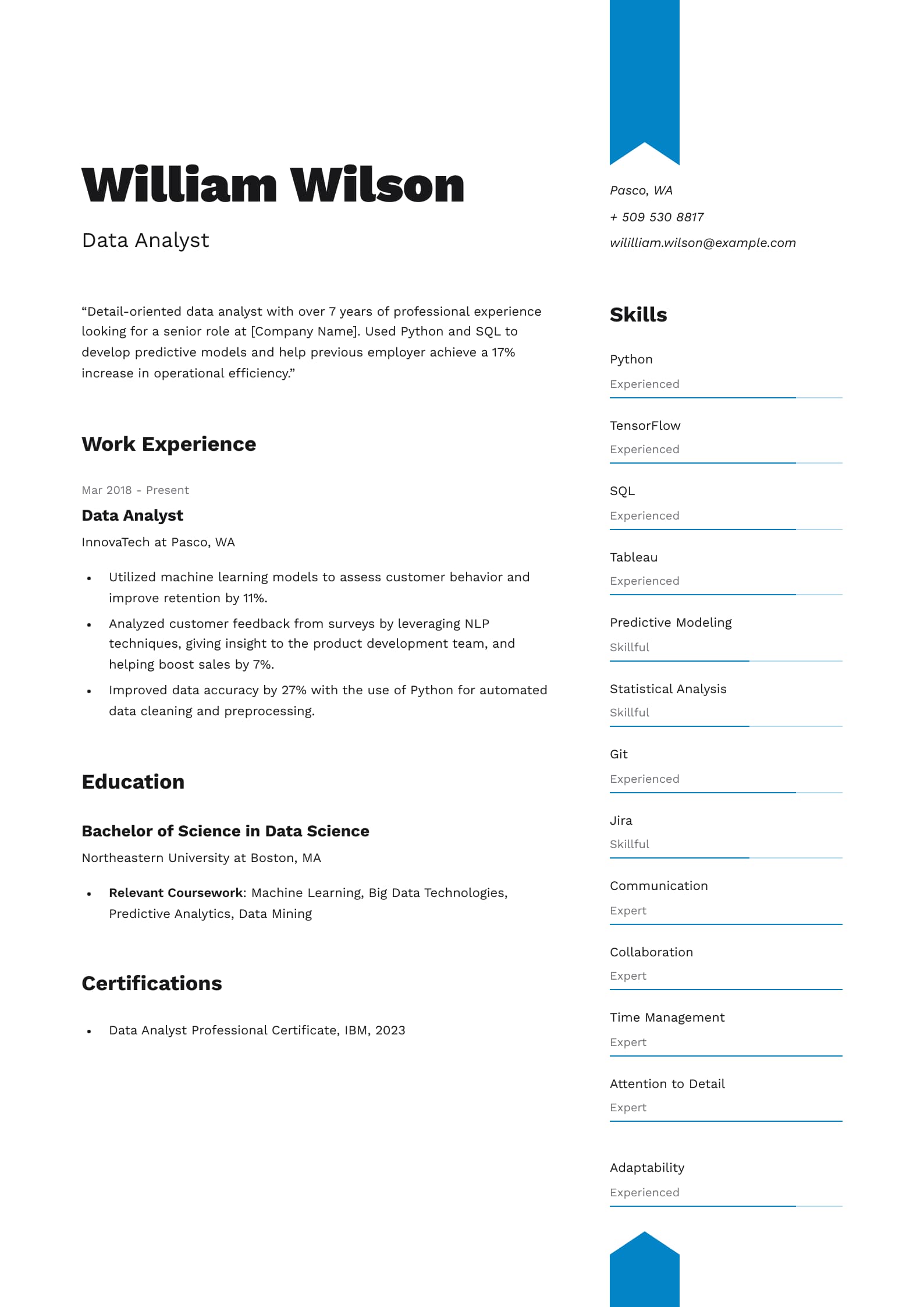 AI Skills Resume Example