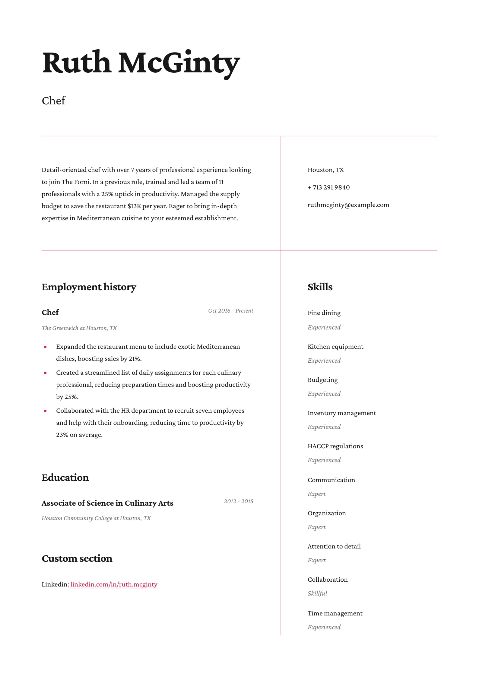 Chef Resume