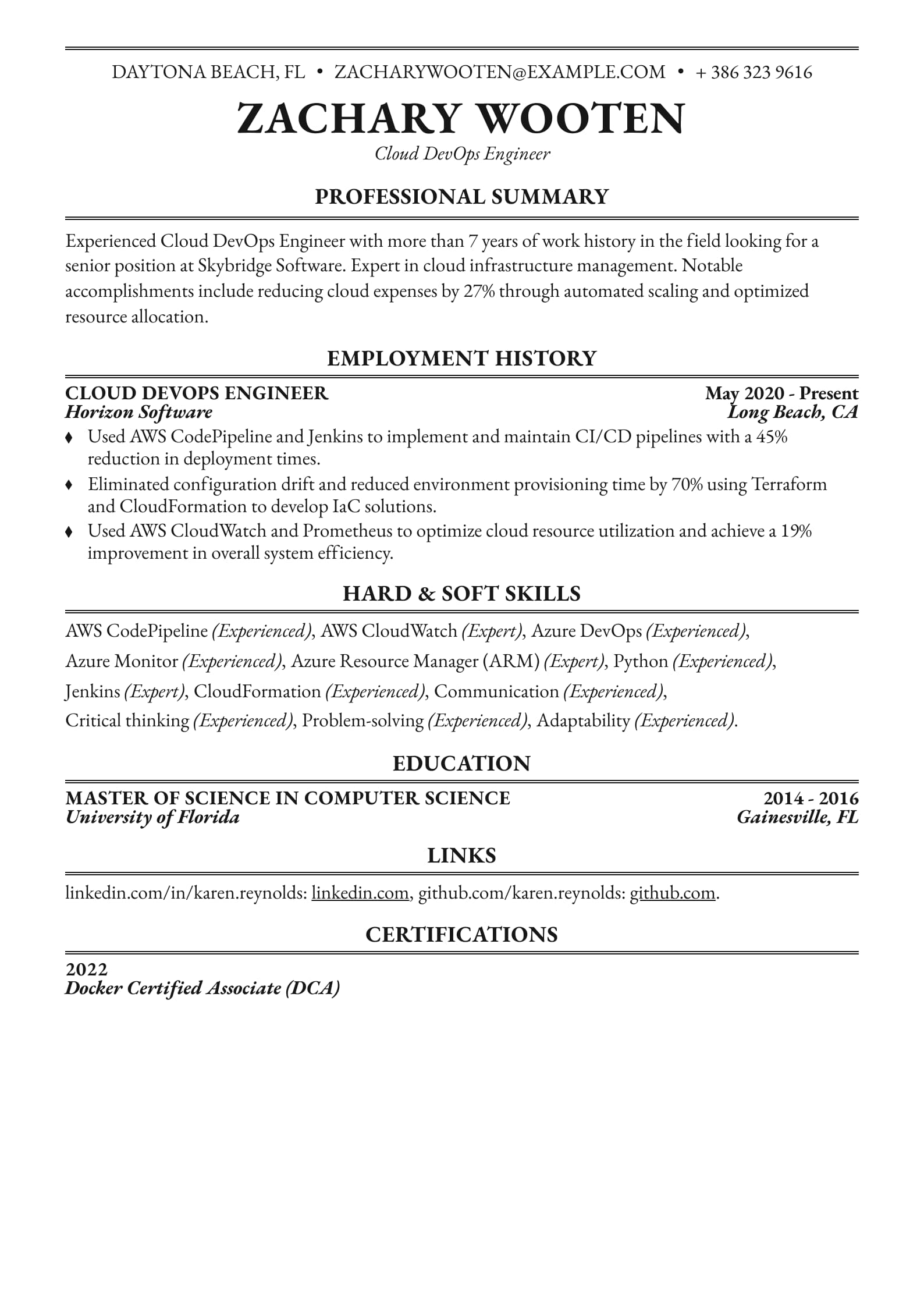 #4. Cloud DevOps Engineer Resume