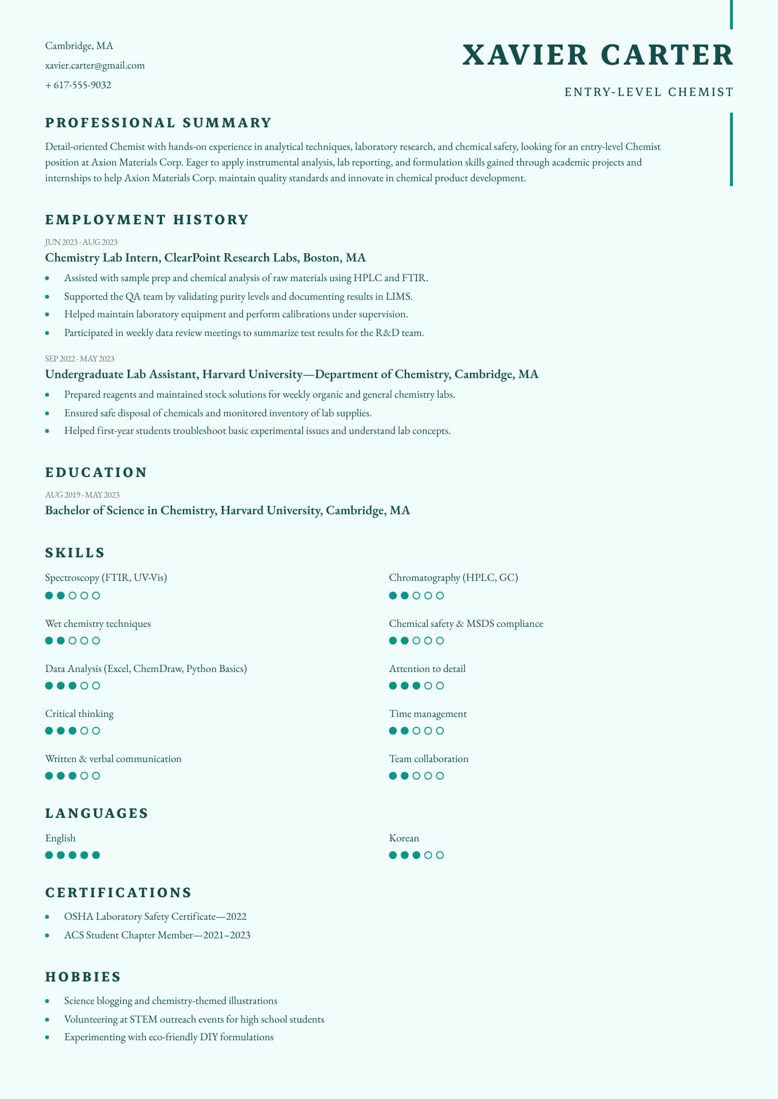 Entry-Level Chemist