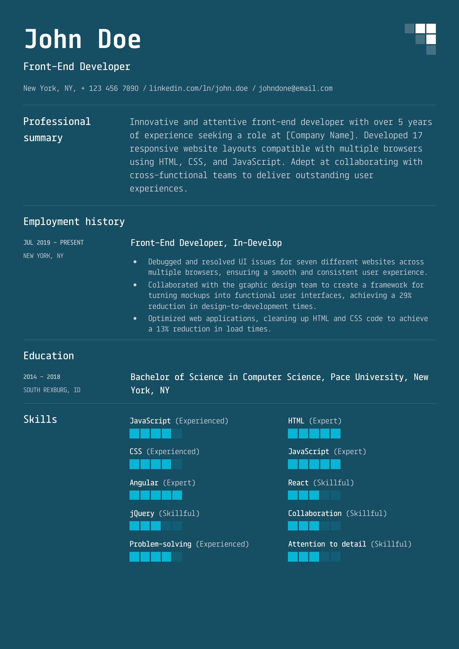 Resume Example Matching the Job Description