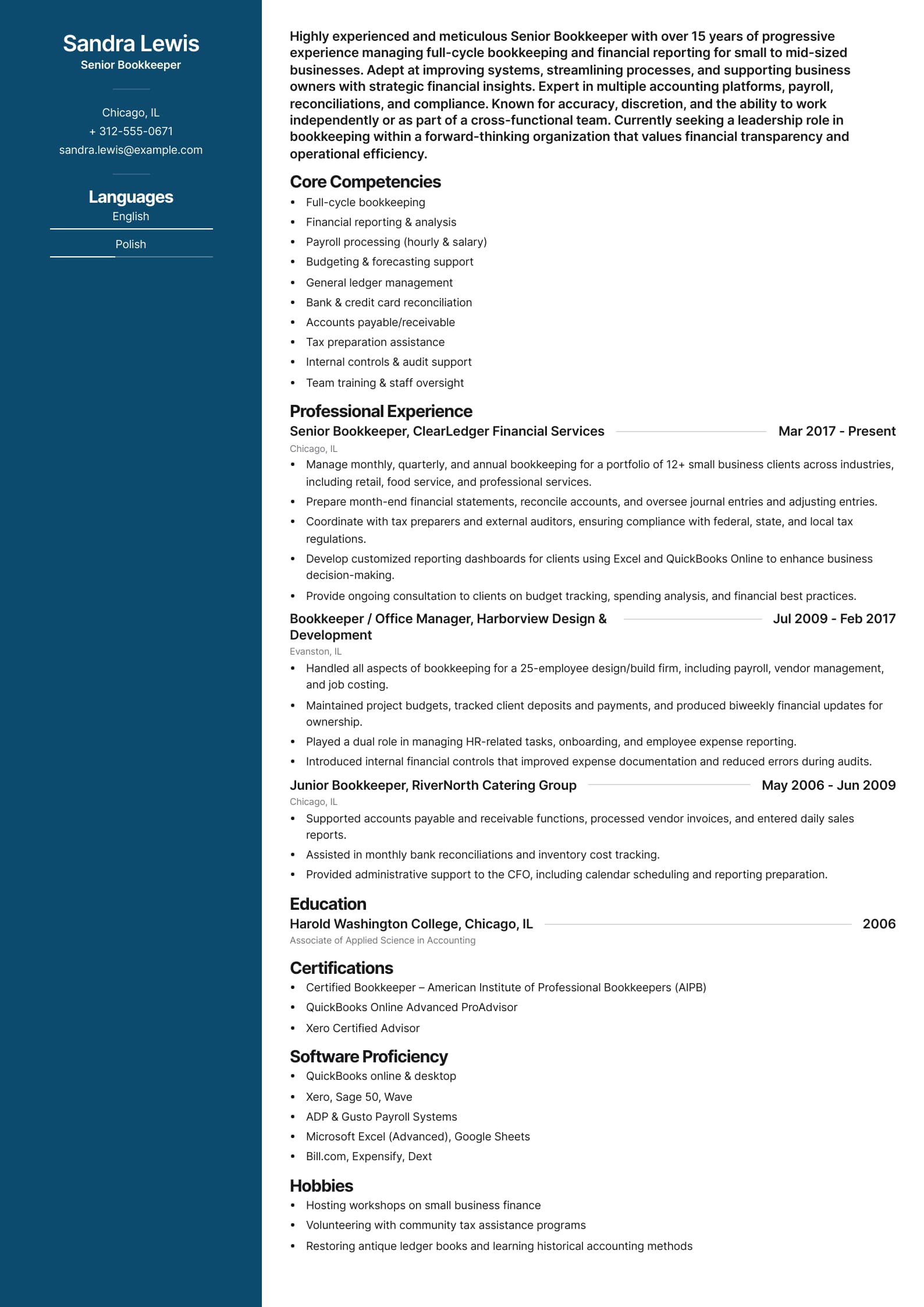 Senior Bookkeeper