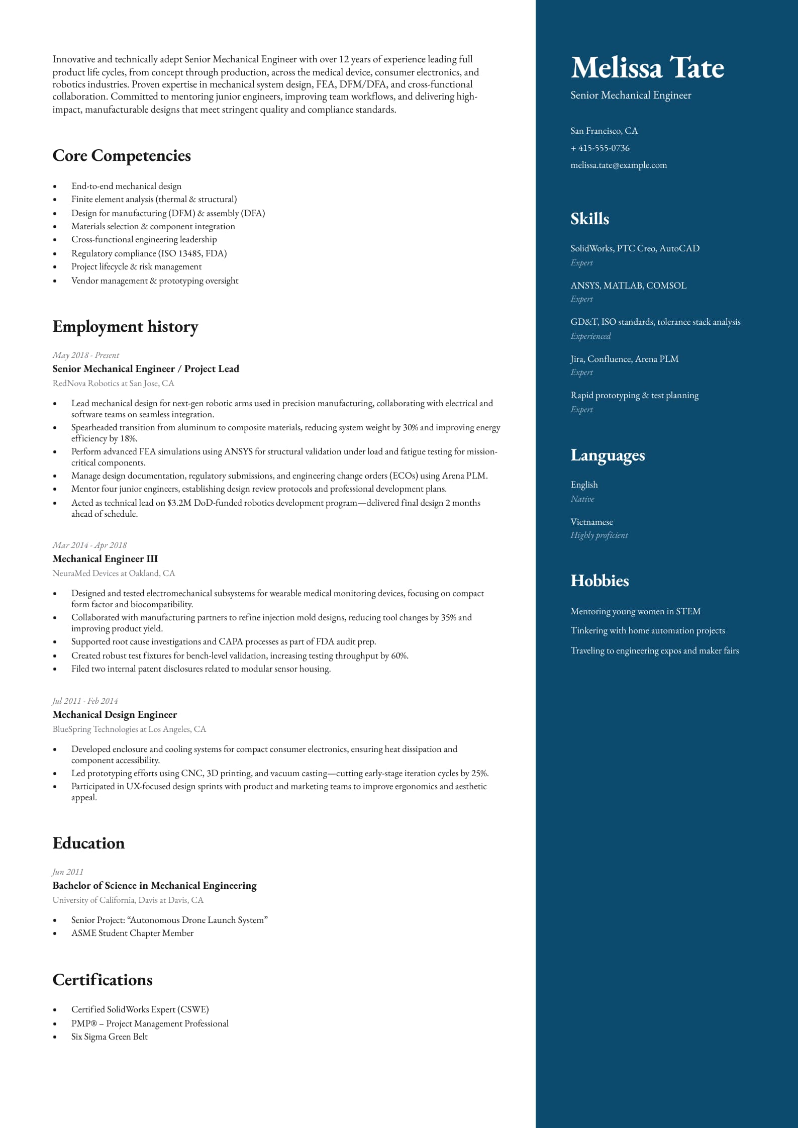 Senior Mechanical Engineer