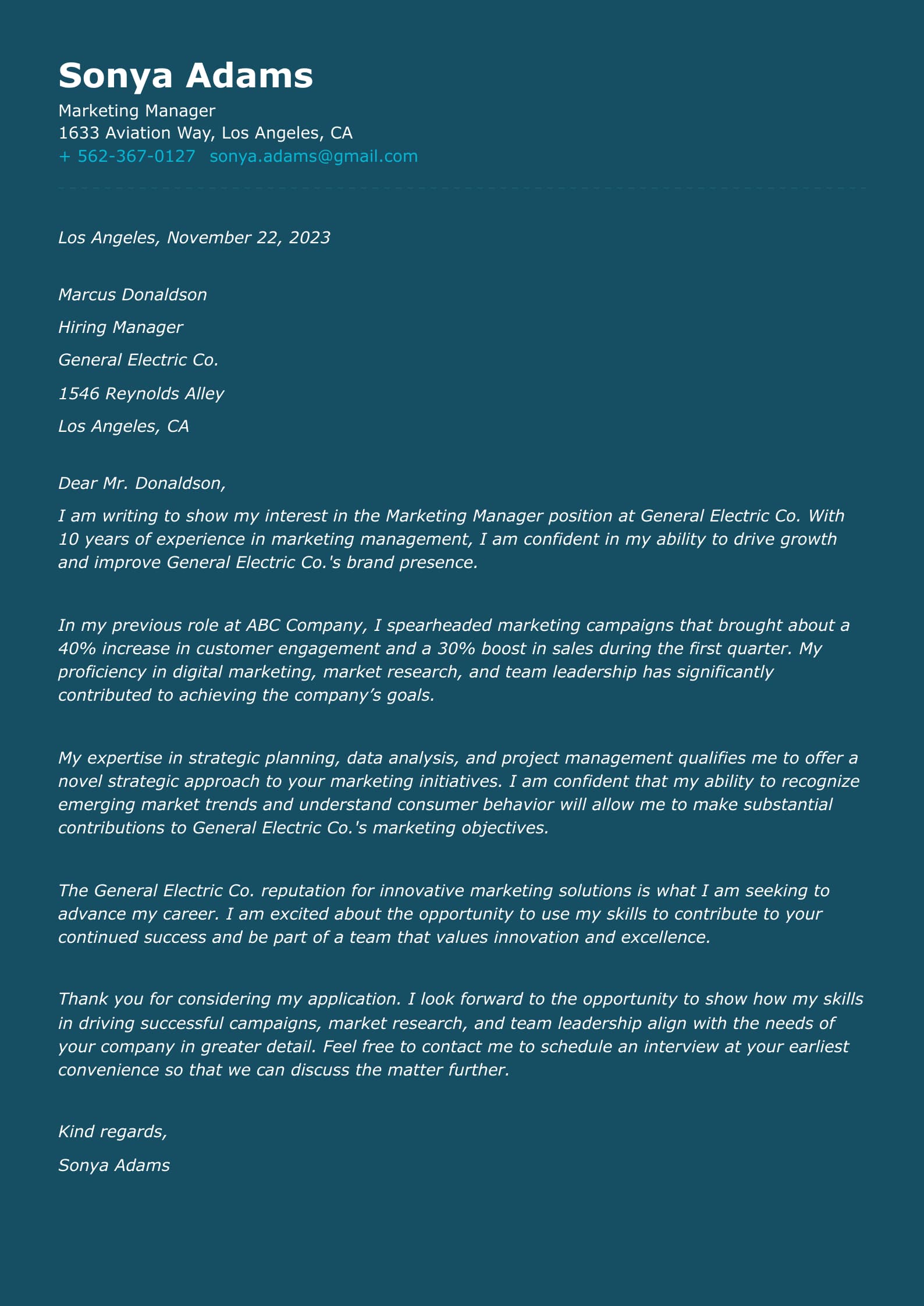  Ideal Length Marketing Manager Cover Letter