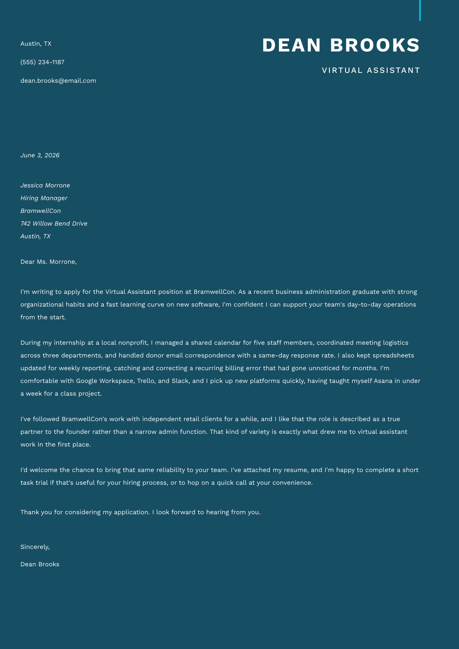 Virtual Assistant Cover Letter: Examples and Writing Tips