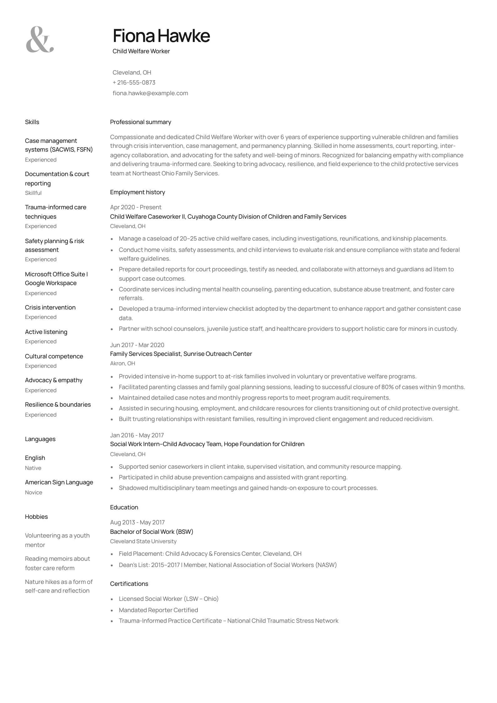 Child Welfare Worker