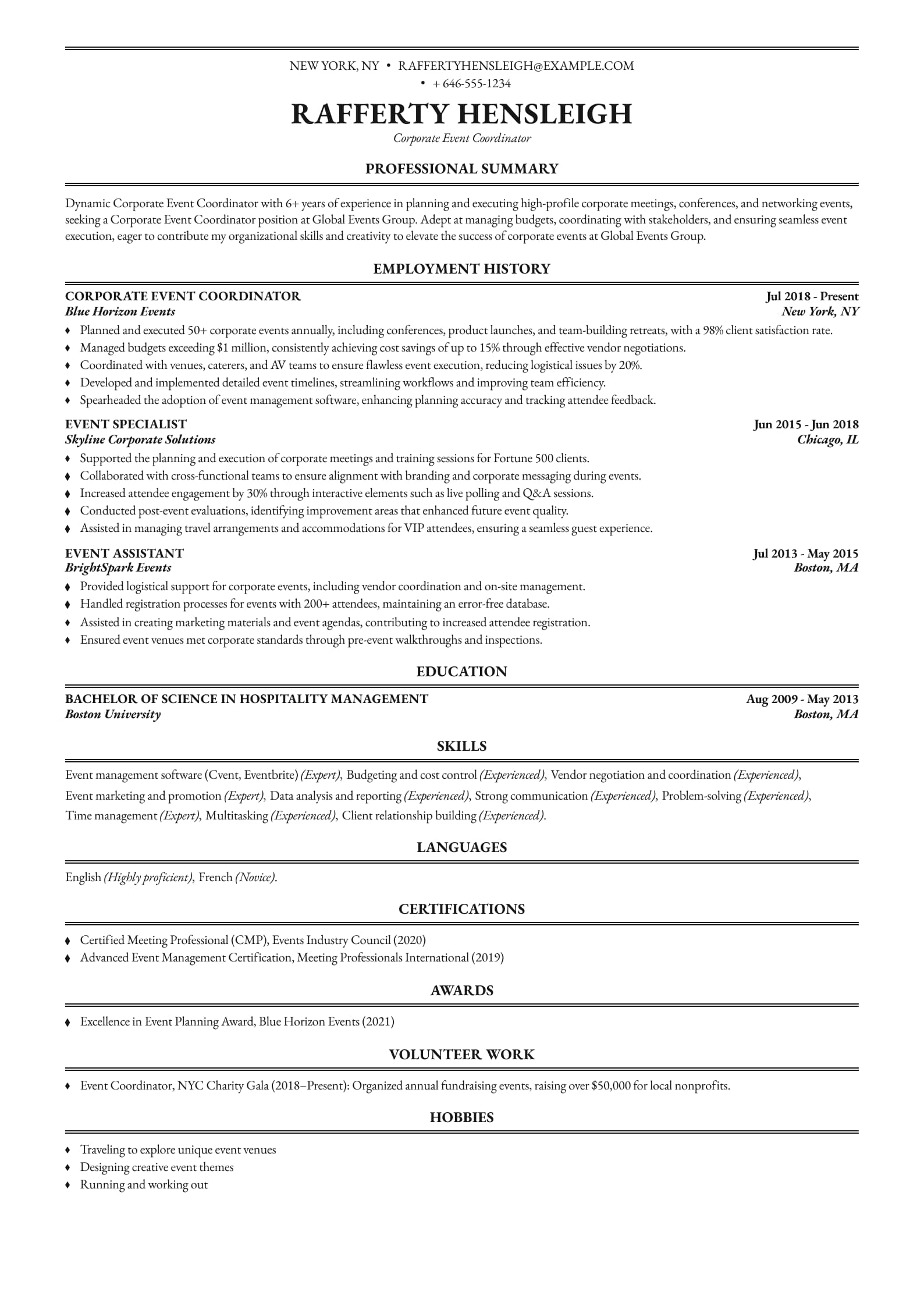 Corporate Event Coordinator