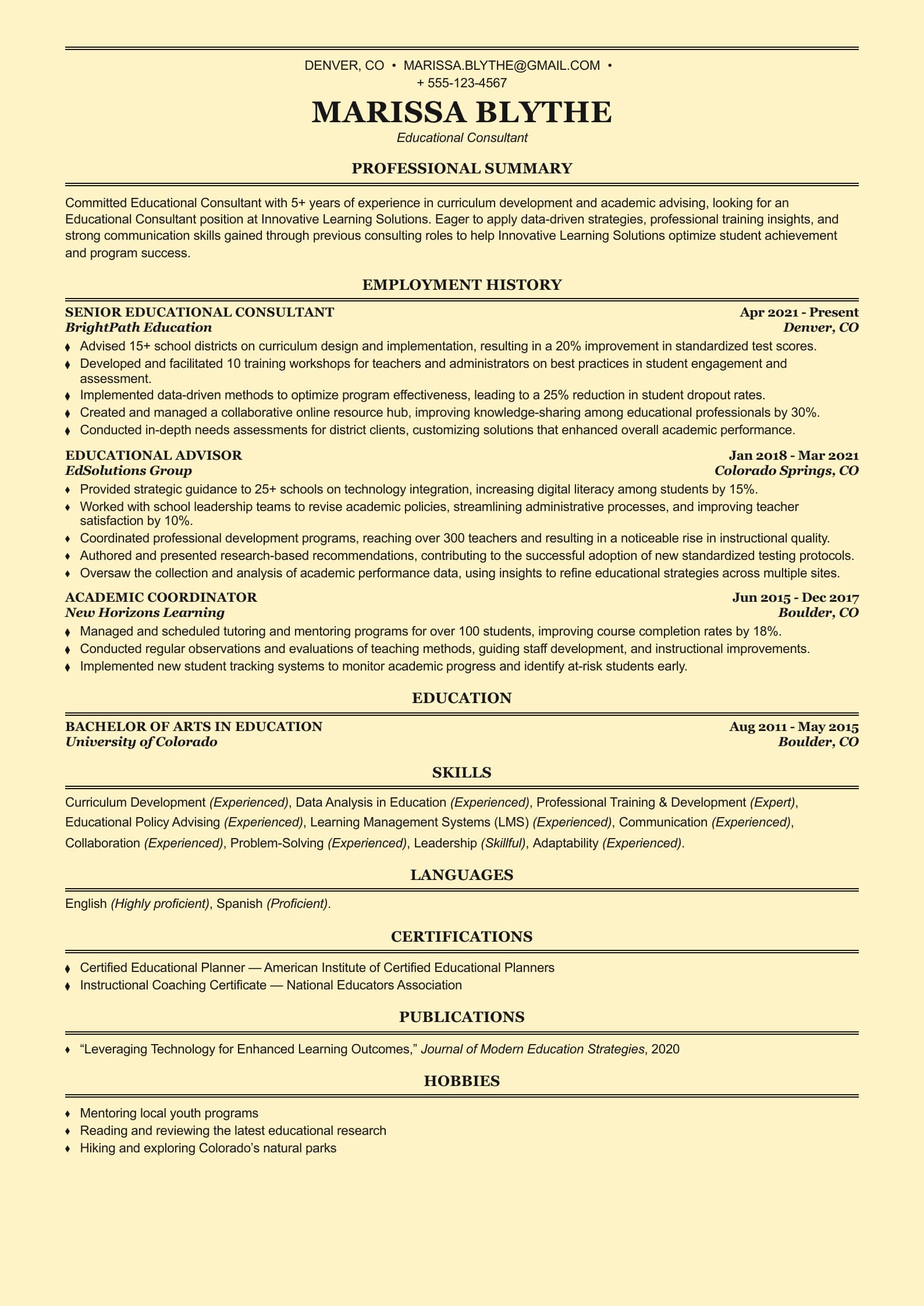 Educational Consultant