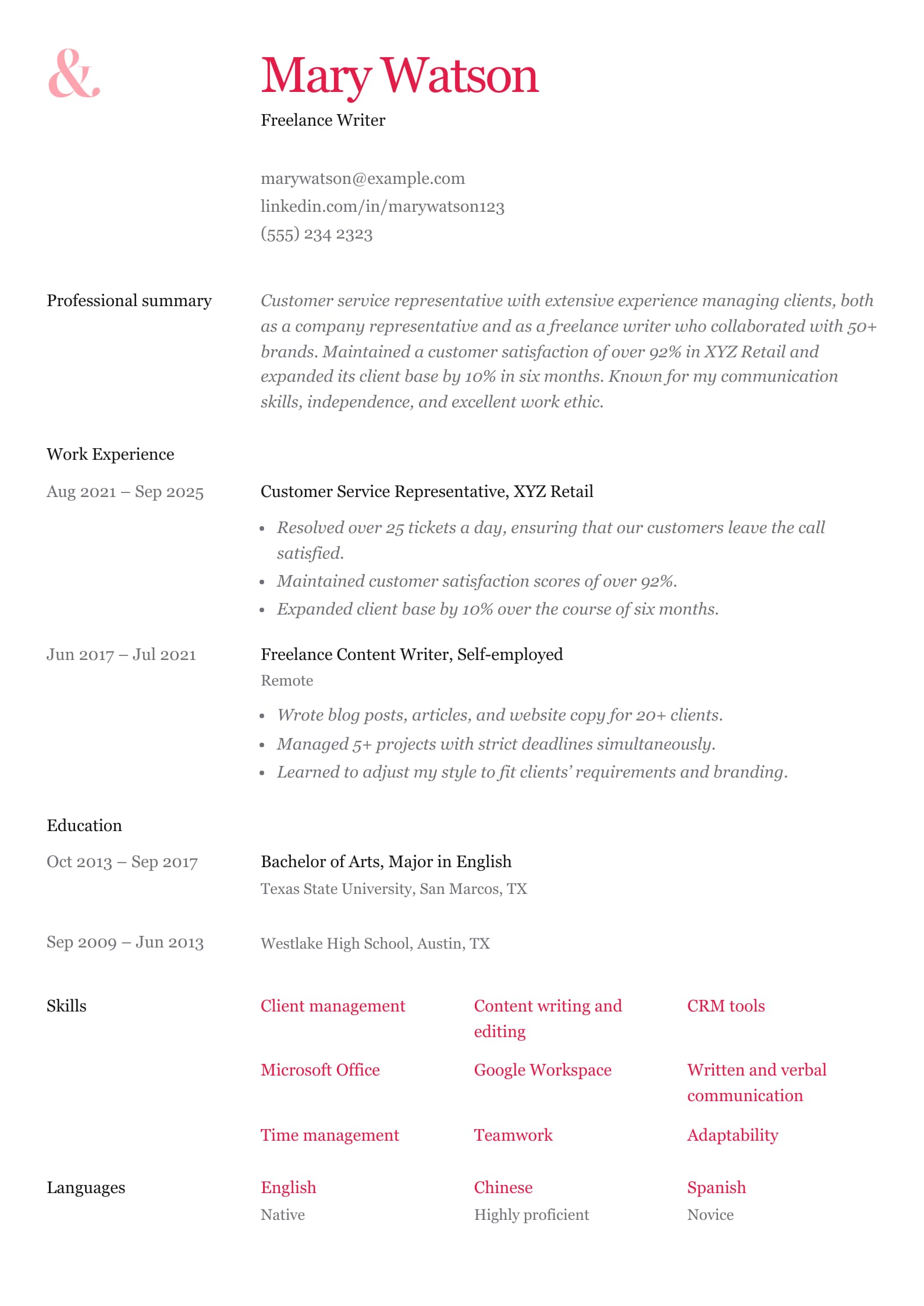 Freelance Writer