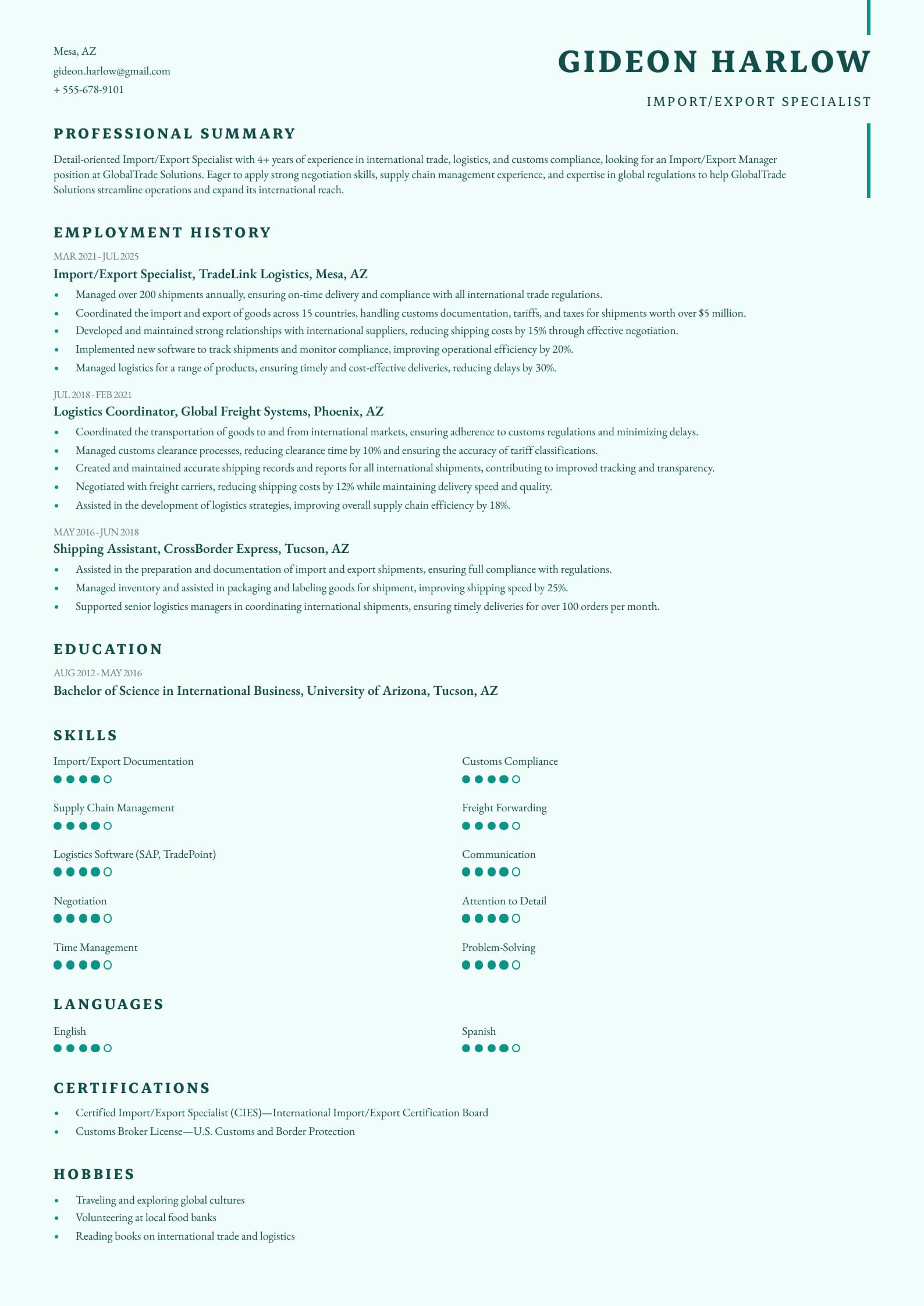 Import/Export Specialist