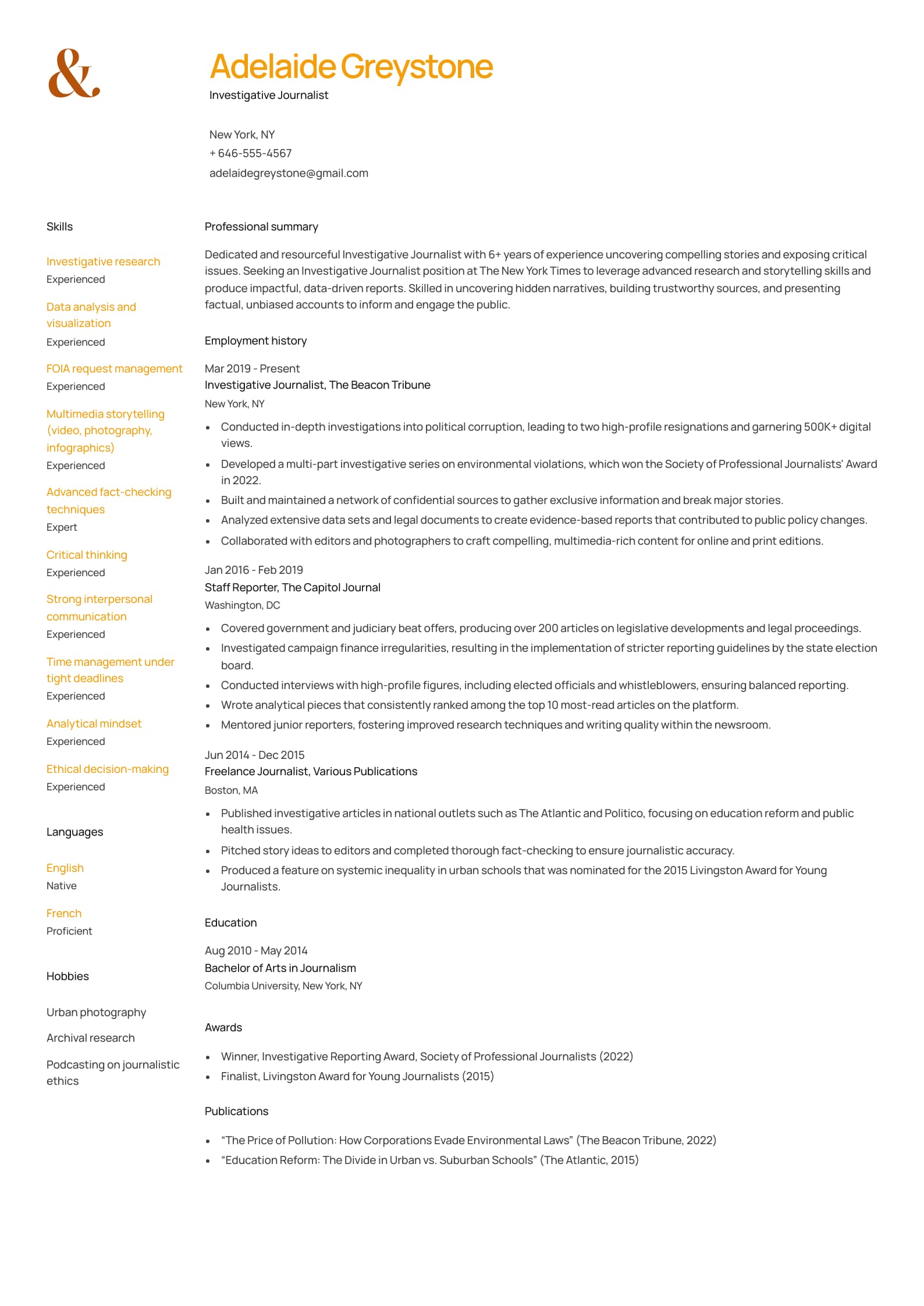 Investigative Journalist