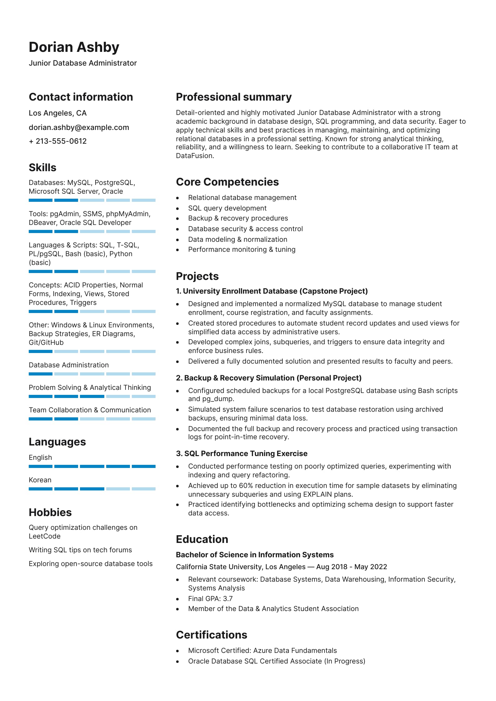 Junior Database Administrator