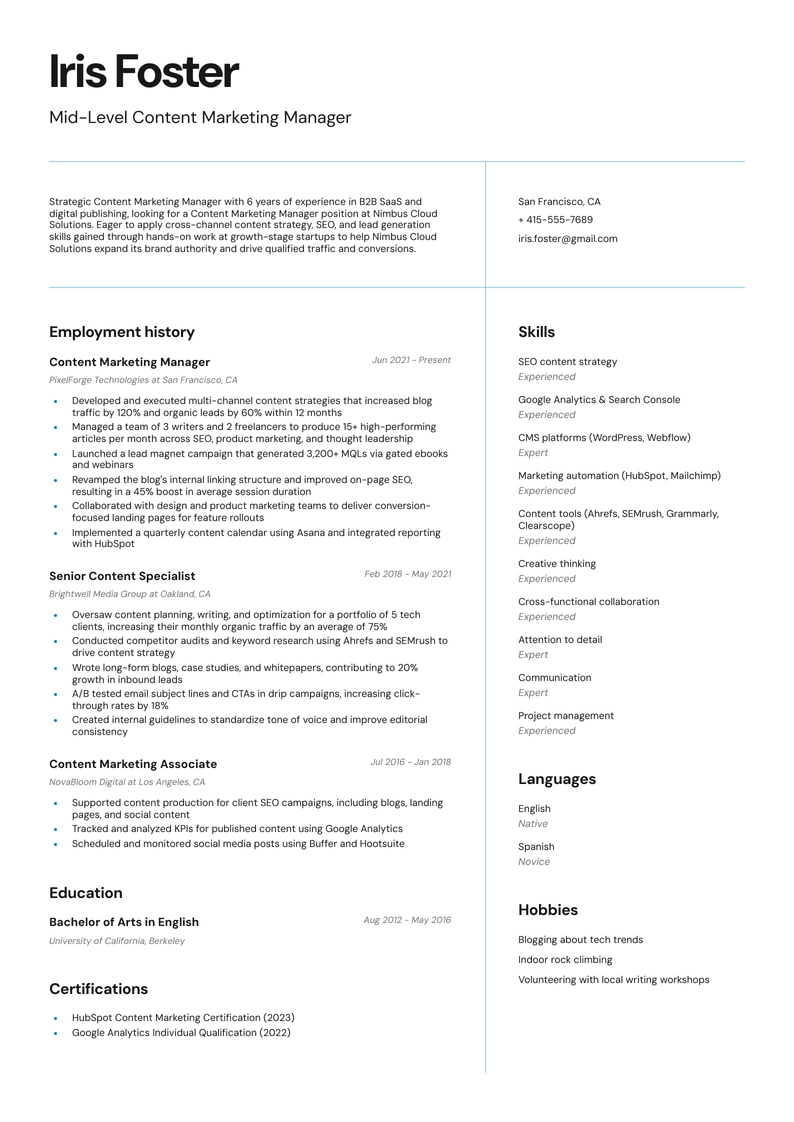 Mid-Level Content Marketing Manager