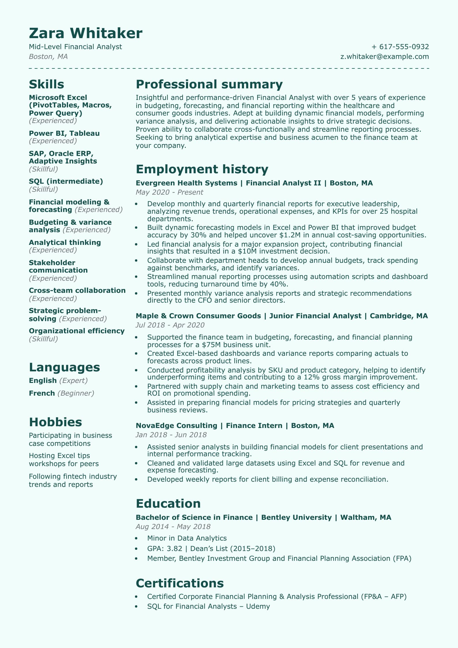 Mid-Level Financial Analyst