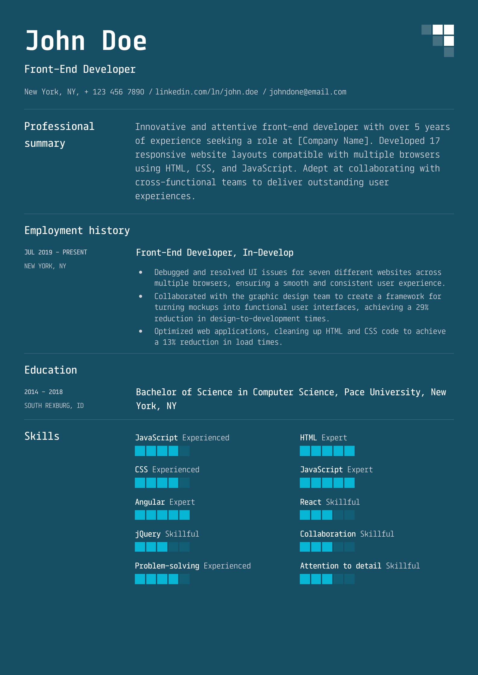 Resume Example Matching the Job Description