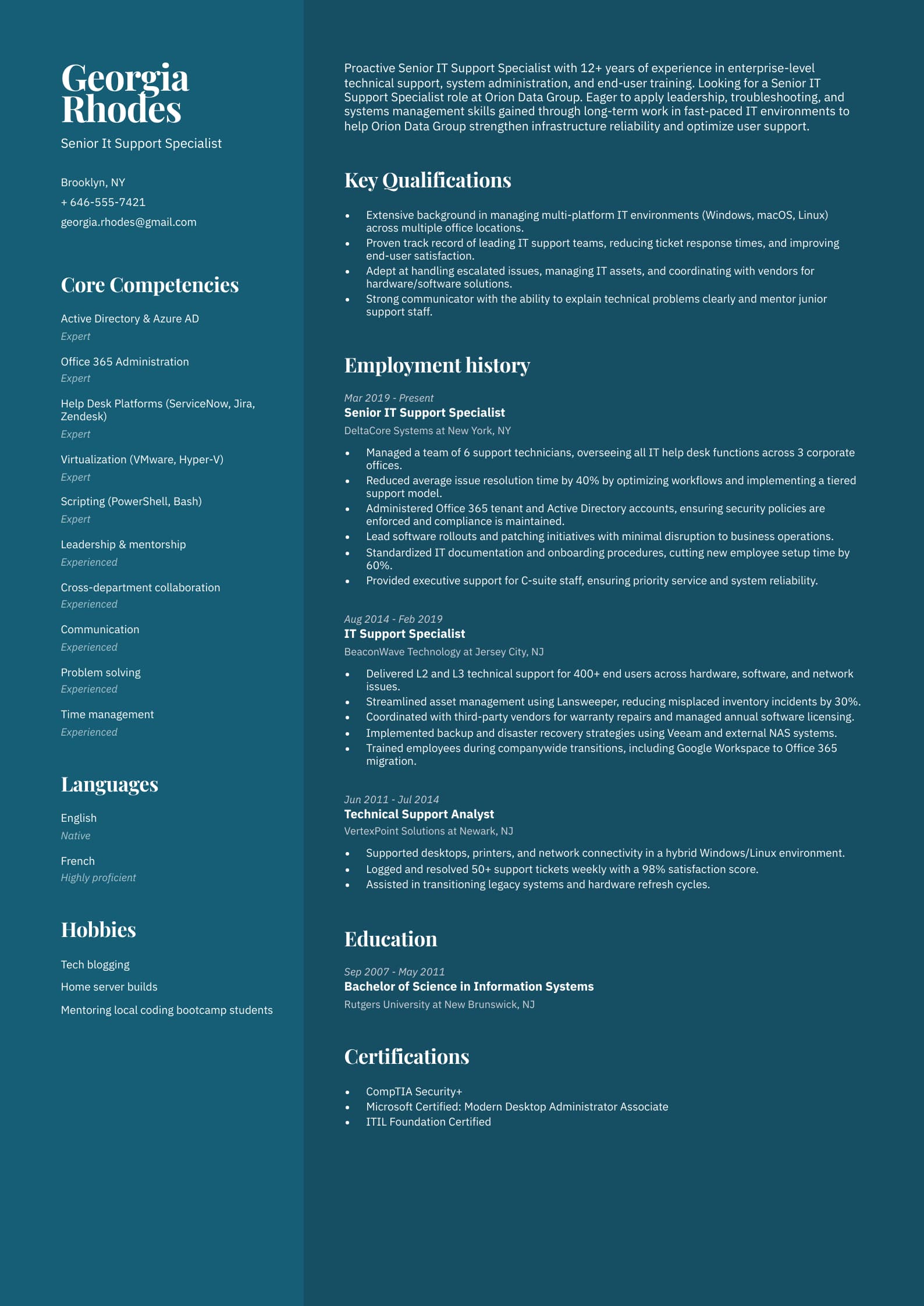 Senior It Support Specialist